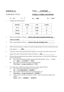 Mechanics Worksheet #7 Answers