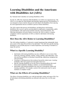 Learning Disabilities and the Americans with Disabilities
