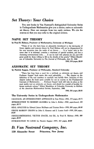 Set Theory: Your Choice D. Van Nostrand Company