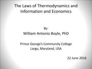 The Laws of Thermodynamics and Information and Economics
