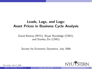 Leads, Lags, and Logs - NYU Stern School of Business