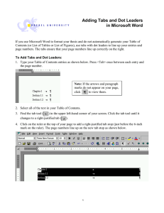 Adding Tabs and Dot Leaders in Microsoft Word