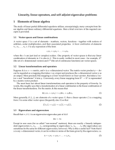 Linearity, linear operators, and self adjoint eigenvalue problems 1