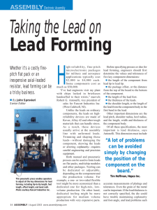 Assembly Magazine Article on Lead Forming