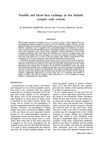 Sensible and latent heat exchange in low latitude synoptic