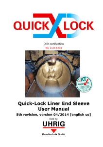 Quick-Lock Liner End Sleeve User Manual 5th revision, version 04