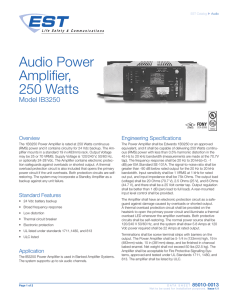 Data Sheet 85010-0013 -- 250 Watt Audio Power Amplifier