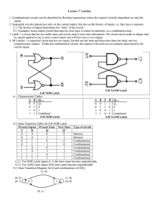 Lecture 7: Latches 1. Combinational circuits can be described by
