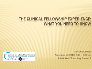 The Clinical Fellowship Experience - American Speech