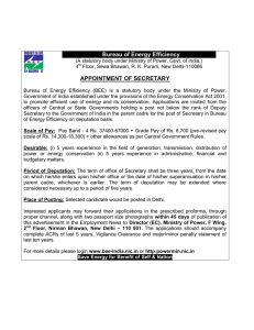 Appointment of Secretary in the Bureau of Energy Efficiency on