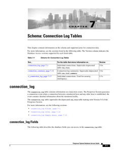 Schema - Connection Log Tables