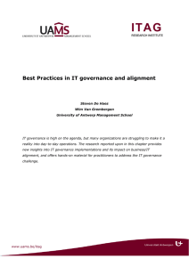 Best Practices in IT governance and alignment