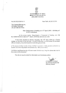 No.2012/E(LR)III/HL1/1 GOVERNMENT INDIA