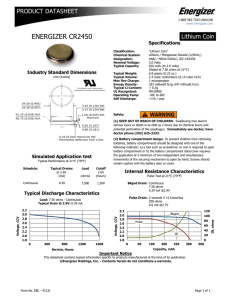CR2450 - Energizer Technical Information