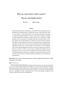 Why do some firms solely export? Theory and Implications