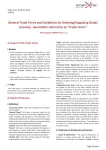 General Trade Terms and Conditions for Ordering/Supplying Goods