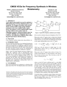 CMOS VCOs for Frequency Synthesis in Wireless Biotelemetry