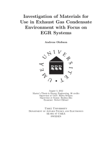 Investigation of Materials for Use in Exhaust Gas Condensate