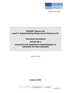 Technical Provisions - Actuarial and statistical - eiopa