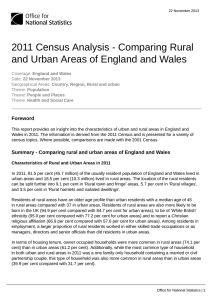 2011 Census Analysis - Comparing Rural and Urban Areas of