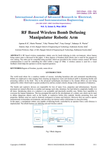 RF Based Wireless Bomb Defusing Manipulator Robotic Arm