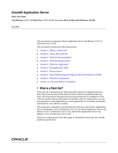 Oracle® Application Server 1 What is a Patch Set?