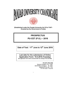PROSPECTUS PU-CET (P.G.) – 2016