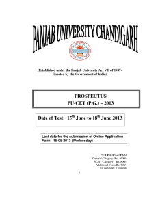 PROSPECTUS PU-CET (PG) – 2013 Date of Test: 15