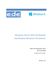 Windows Server 2012 AD Backup and Disaster Recovery Procedures