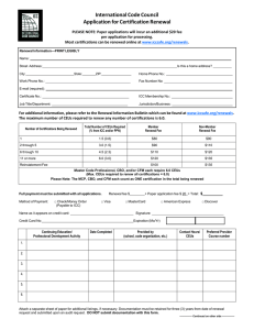 International Code Council Application for Certification Renewal