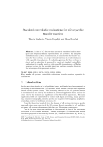 Standard controllable realizations for nD separable transfer matrices