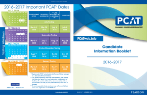 2016–2017 Important PCAT® Dates