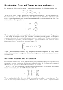 Recapitulation: Forces and Torques for static manipulators