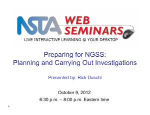 Preparing for NGSS: Planning and Carrying Out Investigations