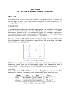 Laboratory 6 DC Behavior of Bipolar Junction Transistors