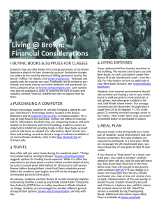 Living @ Brown: Financial Considerations