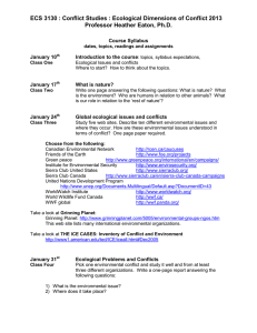 ECS 3130 : Conflict Studies : Ecological Dimensions of Conflict