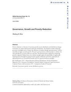 Governance, Growth and Poverty Reduction