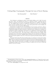 Cutting-Edge Cryptography Through the Lens of Secret Sharing