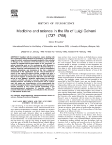 Medicine and science in the life of Luigi Galvani (1737–1798)