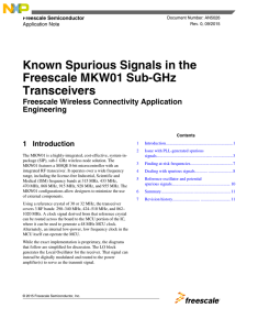 Known Spurious Signals in the Freescale MKW01 Sub-GHz