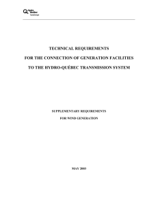 technical requirements for the connection of generation facilities to