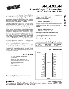 MAX2511 Low-Voltage IF Transceiver with Limiter and RSSI