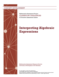 Interpreting Algebraic Expressions