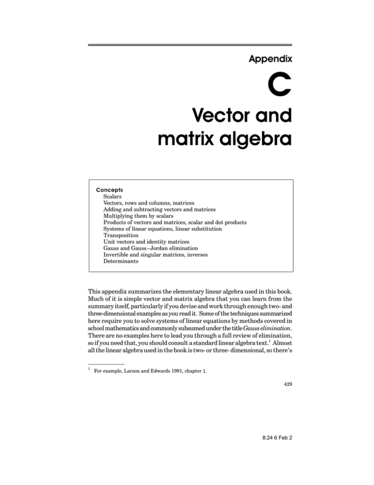 Vector And Matrix Algebra