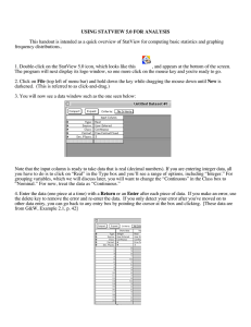 USING STATVIEW 5.0 FOR ANALYSIS This handout is intended as