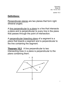 plane that bisects a segment and is perpendicular to