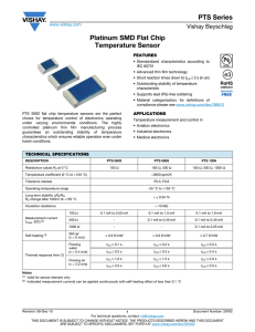 PTS Series Platinum SMD Flat Chip Temperature Sensor