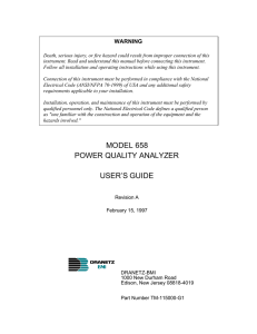 MODEL 658 POWER QUALITY ANALYZER USER`S GUIDE