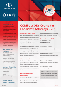 COMPULSORY Course for Candidate Attorneys – 2016